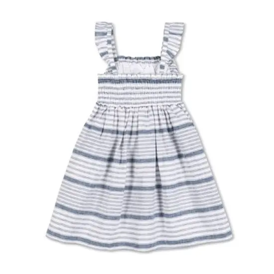 Hope & Henry Girls' Flutter Sleeve Smocked Linen Dress, Toddler image {2}