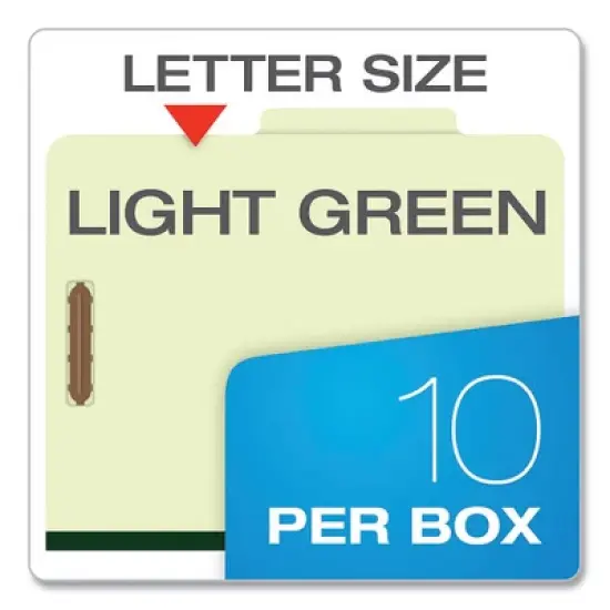 Pendaflex Six-Section Pressboard Classification Folders, 2" Expansion, 2 Dividers, 6 Fasteners, Letter Size, Green Exterior, 10/Box image {6}