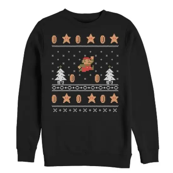 Men's Nintendo Ugly Christmas Mario Coin Sweatshirt image {3}
