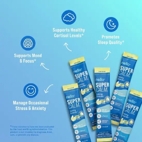 Nello Supercalm Calming Drink Mix Supplement Powder - Lemon Lime - 10ct image {5}