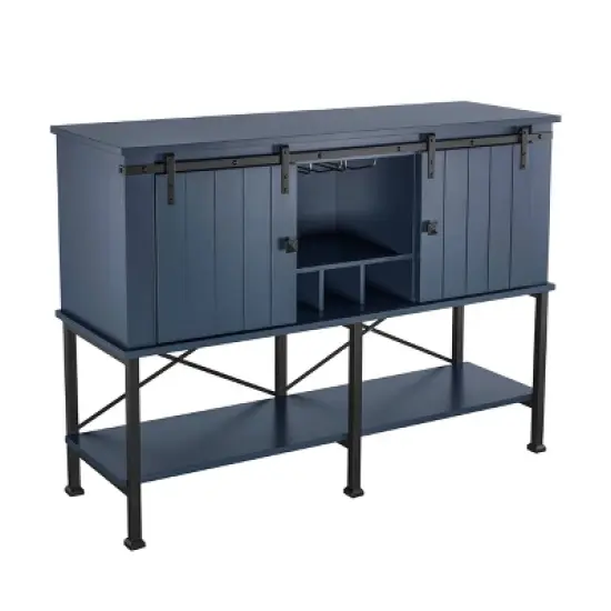 52" Wood Bar Cabinet with Sliding Door Gray - Home Essentials image {2}