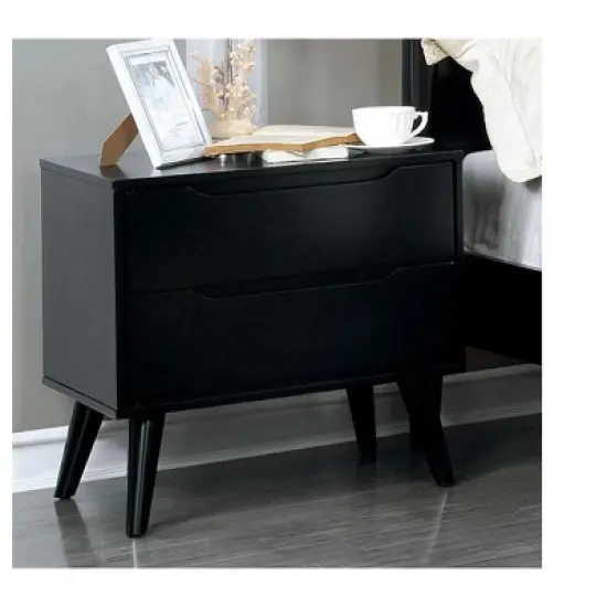 Sapphtopaz Modern Nightstand with 2 Drawers and Recessed Handle Bedside Table with Wood Round Tapered Legs Night Stand for Bedroom, Living Room image {6}