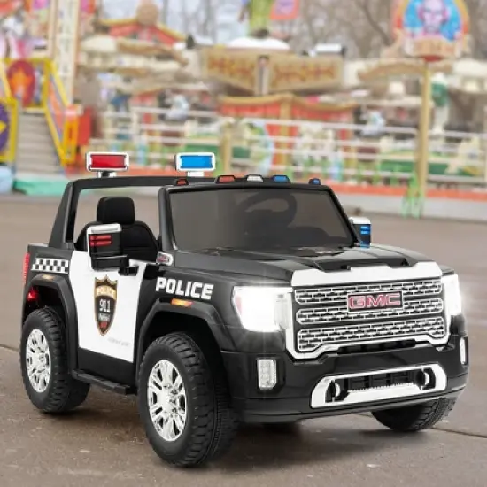 Costway 12V Licensed GMC Kids Ride On Police Car 2-Seater Truck w/Remote Control & Music image {1}