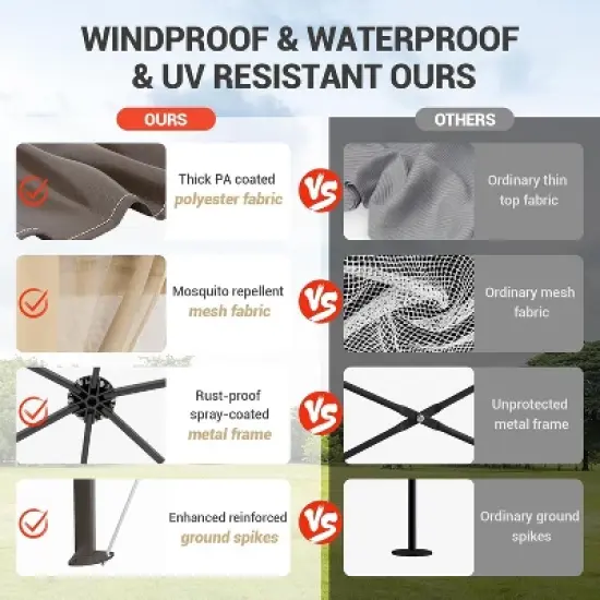 Outdoor Patio Gazebo 13'x13' with Expansion Bolts, Heavy Duty Party Tent & Shelter with 6 Zippered Mesh Netting  for Backyard image {5}