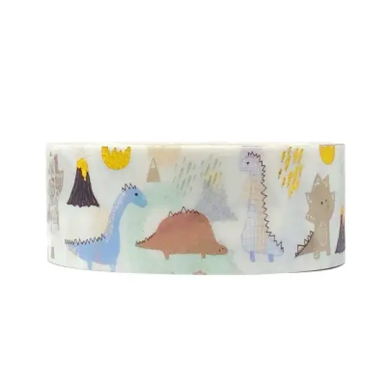 Wrapables Gold and Silver Foil Washi Masking Tape, Dinosaurs, 15mm x 5M image {4}