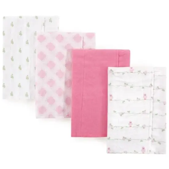 Luvable Friends Baby Girl Cotton Flannel Burp Cloths 4pk, Bird, One Size image {1}