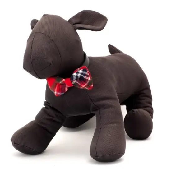 The Worthy Dog Red Plaid Bow Tie Adjustable Collar Attachment Accessory image {2}