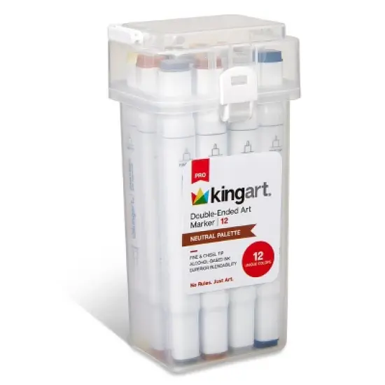 KINGART PRO Double-Ended Markers 12 Neutral Colors image {8}