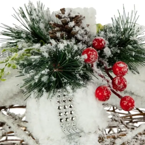 Northlight LED Lighted Gift Boxes with Pine and Berries Christmas Decorations - 9.75" - Set of 3 image {5}