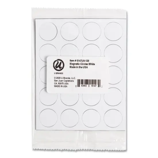 U Brands Heavy-Duty Board Magnets, Circles, White, 0.75" Diameter, 20/Pack image {2}
