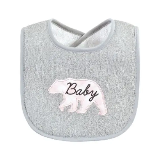 Hudson Baby Infant Girl Cotton Terry Drooler Bibs with Fiber Filling, Girl Moose Bear, One Size image {8}
