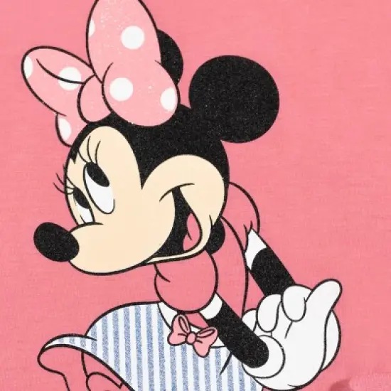 Mickey Mouse & Friends Minnie Baby Girls Tie Knot T-Shirt Shorts Set Pink/White/Blue  image {2}