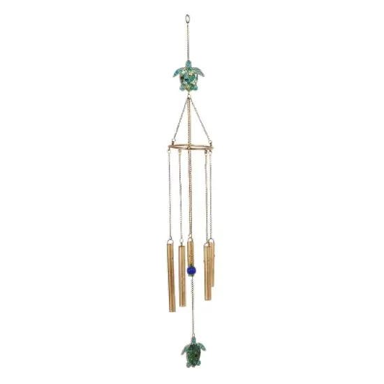 41" Iron Eclectic Turtle Windchime: Coastal Vibes, Easy Hang - Olivia & May image {6}