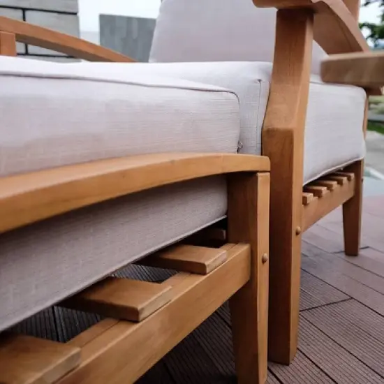 Cambridge Casual Caterina Teak Outdoor Patio Ottoman with Cushion image {6}