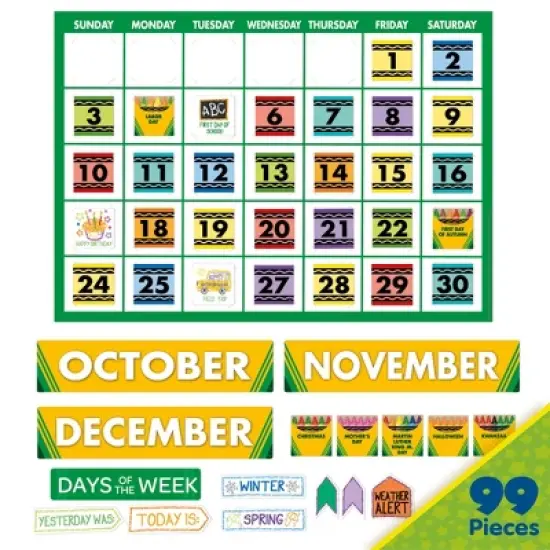 Eureka&reg; Crayola&reg; Calendar Bulletin Board Set image {1}