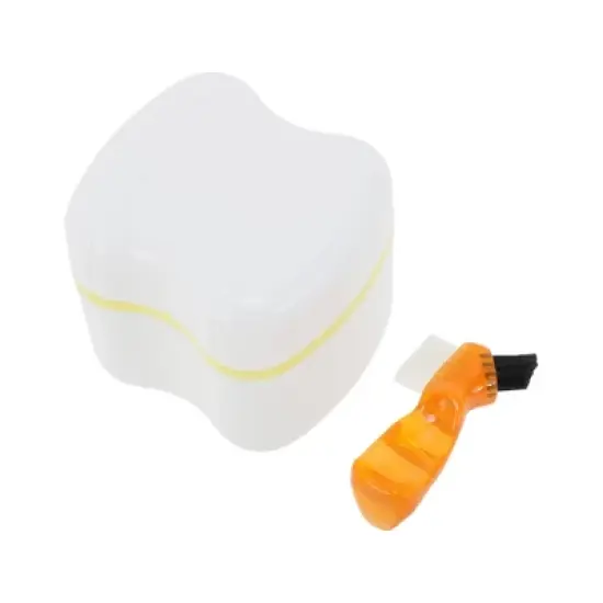 Unique Bargains Denture Bath Case Cup with Denture Cleaner Brush 1 Set image {8}