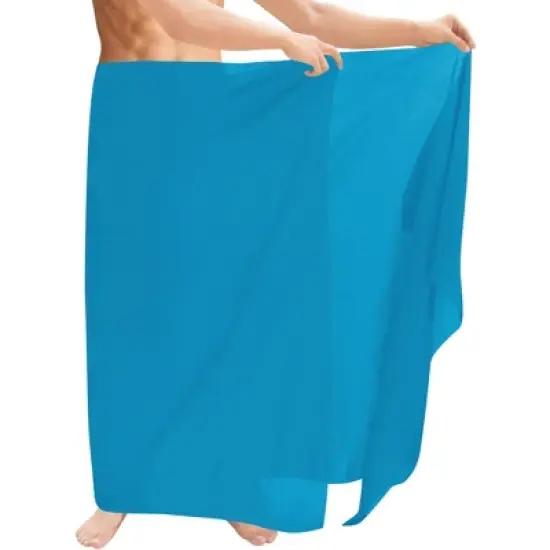 LA LEELA Men's Casual Vacation Pareo Sarong Wrap One Size Cerulean Plain image {2}
