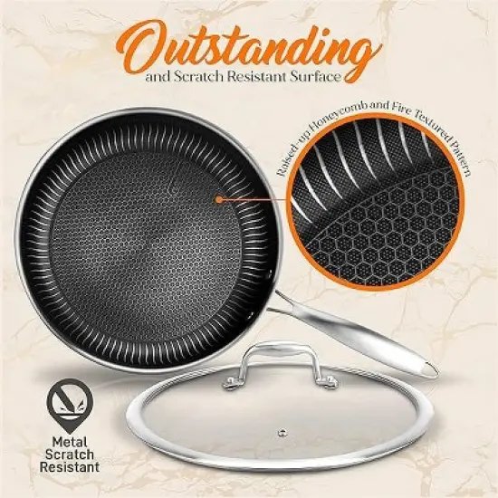 NutriChef Nonstick Tri Ply Copper Kitchen Cookware Pan Set, 6 Piece image {2}