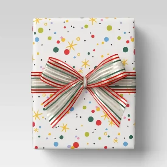 30' Christmas Fabric Ribbon Red White Green Striped - Wondershop&trade; image {1}