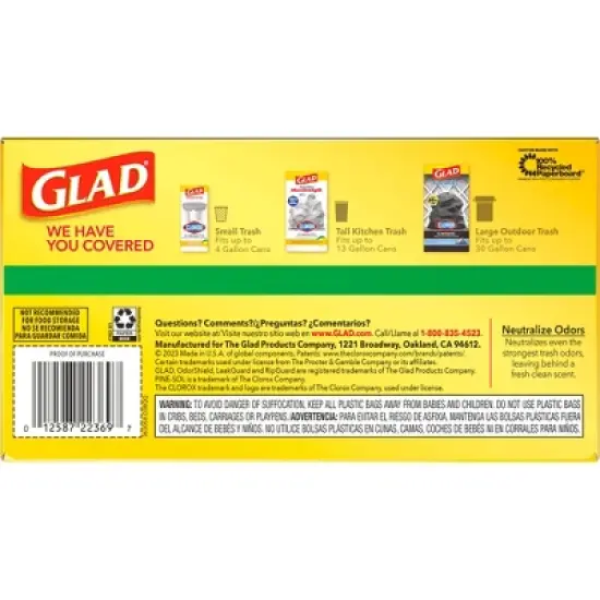 Glad ForceFlex Drawstring Trash Bags - Pinesol - 13 Gallon - 50ct image {10}
