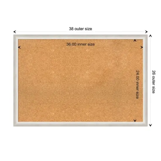 38"x26" Two Tone Wood Frame Cork Board Silver - Amanti Art: Wall Mount, Bulletin, Large Size image {9}