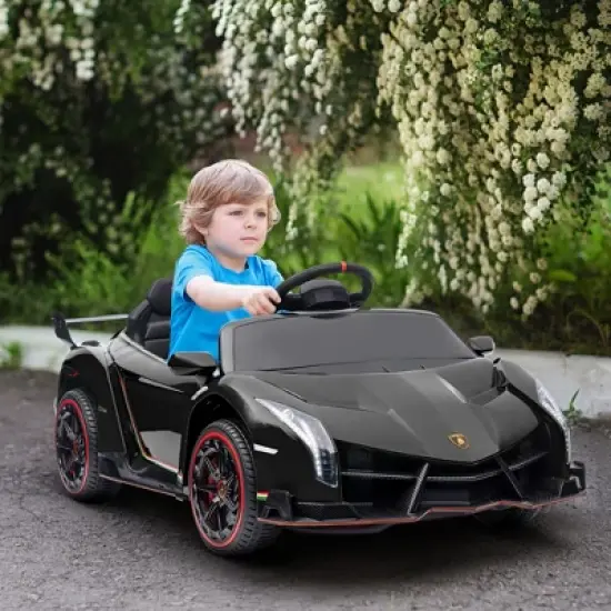 Aosom Lamborghini Veneno Licensed 12V Kids Ride on Car w/ Butterfly Doors, Bluetooth, Remote, Suspension System, Music image {1}