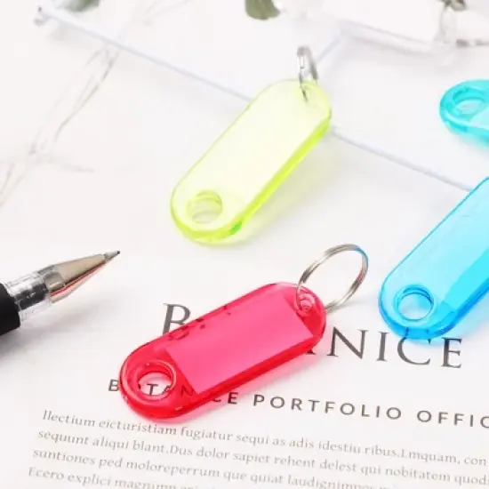 Unique Bargains Tough Plastic Label Window Double Sided Key Tags Blue Green Red Clear Yellow 50 Pcs image {7}