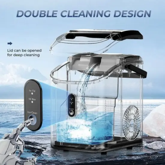 Simzlife Nugget Ice Maker Countertop, 35 Lbs/Day, Stainless Steel, 1.8 Lbs Storage, Silver image {1}