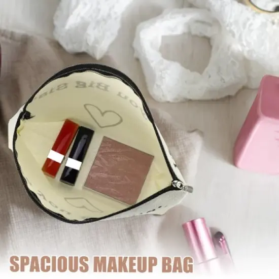 Unique Bargains Women's Birthday Makeup Bag Beige 1 Pc image {2}