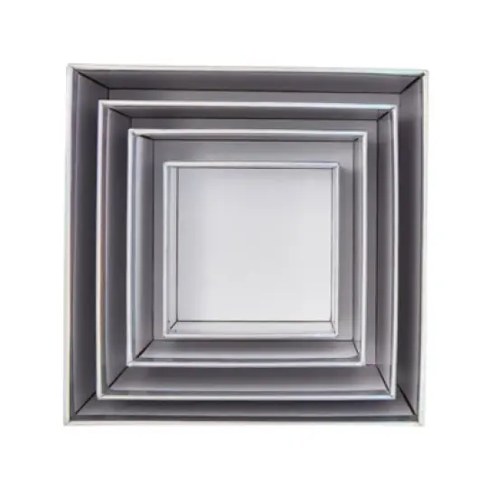 Stockroom Plus 4 Pack Square Nesting Gift Boxes, Decorative Boxes with Lids in 4 Assorted Sizes for Wedding, Bridal Shower, Baby Shower, Silver image {5}