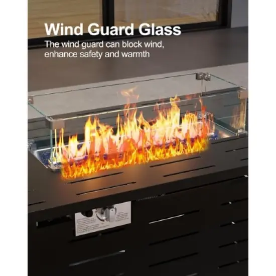Rectangular Gas Fire Pit Table &ndash; Double-Door Storage, CSA-Certified, Waterproof for Patio/Deck/Garden image {7}