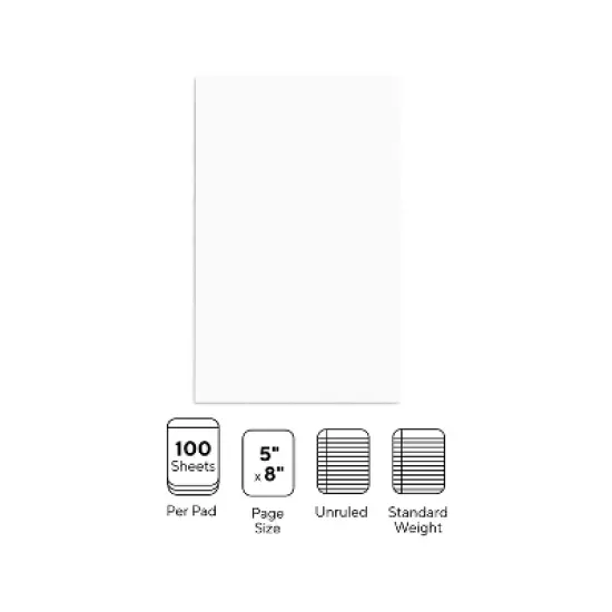 Staples Message Pads 5" x 8" Unruled White 100 Sh./Pad 12 Pads/PK 163451 image {2}
