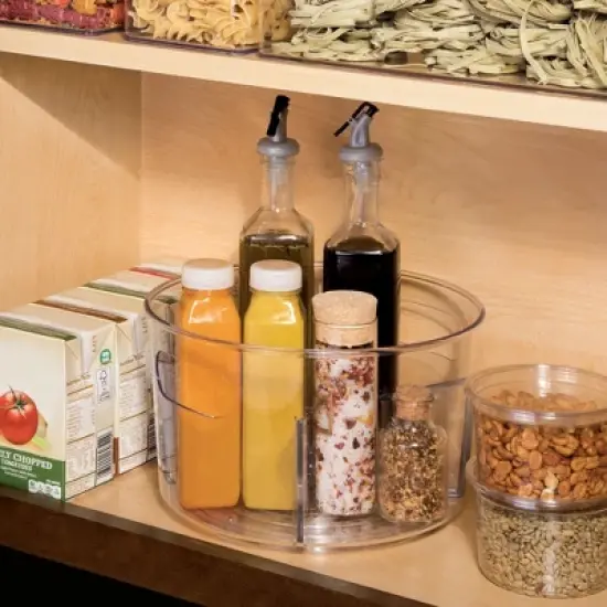 iDesign Recycled Plastic Turntable Organizer with Removable Dividers, The Linus Collection - 10.5" x 10.5" x 6.36", Clear image {4}