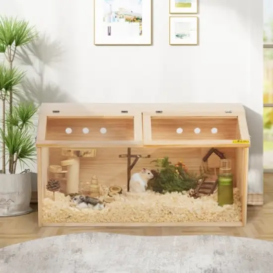 Sandinrayli Wooden Hamster Cage, Large Hamster Habitats Enclosure with Acrylic Window & Openable Top image {10}