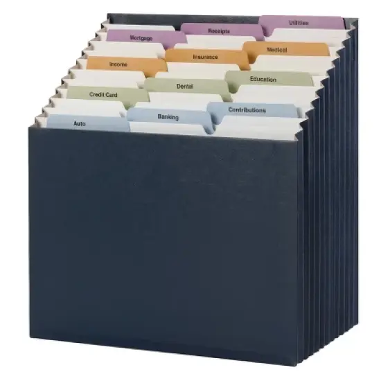 Smead Expanding 12-Pocket Stadium File, 12.75" x 13.75" x up to 11.75", Navy image {8}