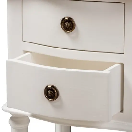 Audrey Finished 2 Drawer Nightstand White - Baxton Studio image {4}