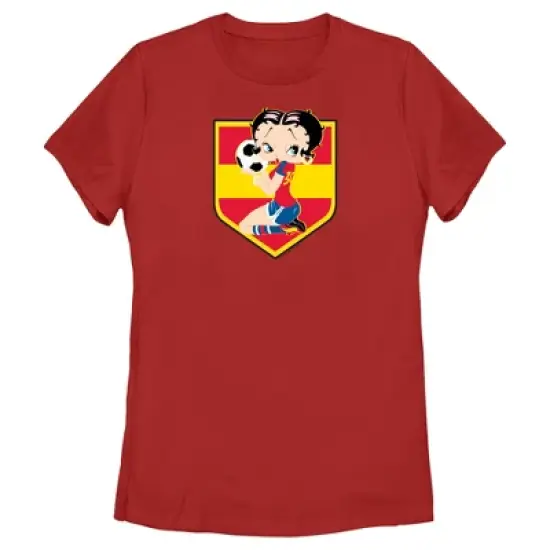 Women's Betty Boop Spain Soccer Badge T-Shirt image {3}