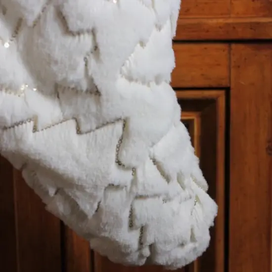 Northlight 18" White and Gold Christmas Stocking with Sequined Trees image {3}