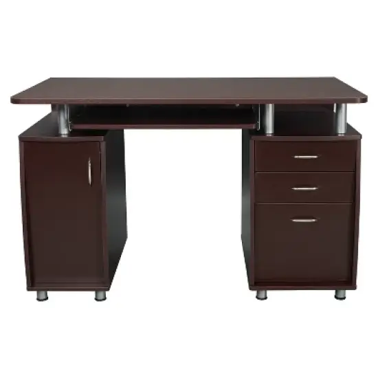 Complete Workstation Computer Desk with Storage Brown - Techni Mobili image {12}