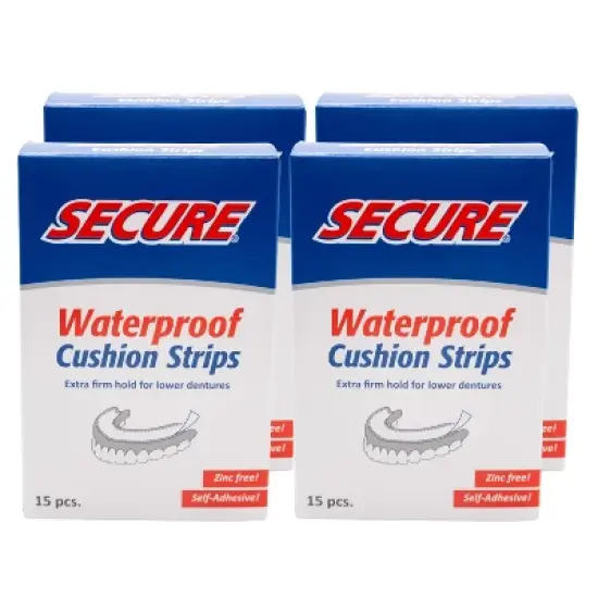 Secure Denture Adhesive Cushion Strips &ndash; Zinc Free &ndash; Waterproof &ndash; Comfortable Fit for Uppers & Lowers &ndash; Extra Firm All-Day-Hold &ndash; Clean Ingredients image {18}