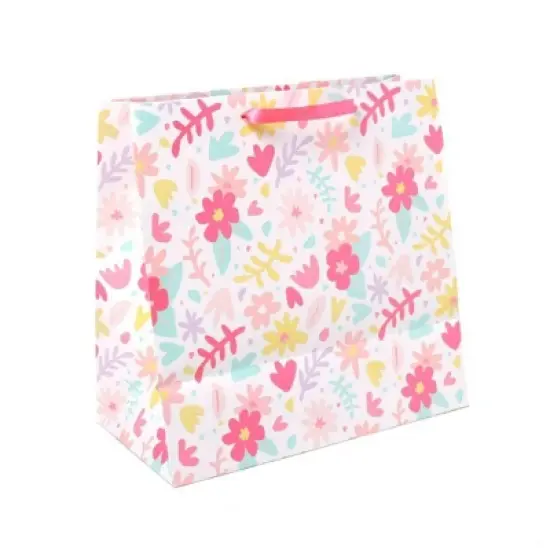 Square Floral Gift Bag with Glitter - Spritz&trade;: Multicolor Botanical Birthday Medium Gift Bag image {2}