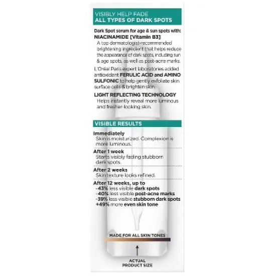 L'Oreal Paris Bright Reveal 12% Niacinamide Dark Spot Serum - 1 floz image {8}