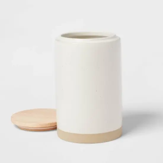 Camwood Collection Large Stoneware Canister with Wood Lid Cream - Threshold&trade; image {2}