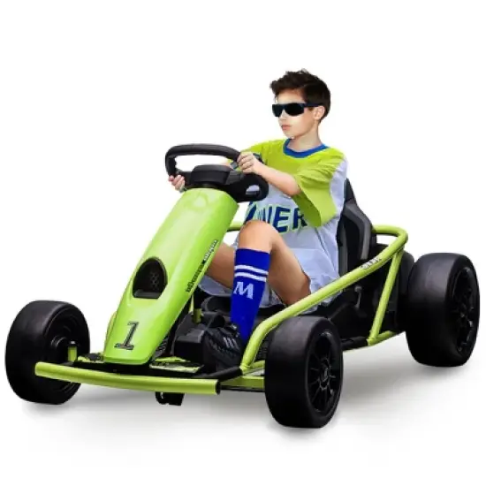 Kids Ride On Go Kart, 24V 300W*2 Motors, 9Ah Battery, Electric Vehicle Car Drifting with Music, Horn, Outdoor Ride On Toy for Teens image {8}