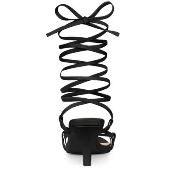 Allegra K Women's Strappy Lace Up Kitten Heels Sandals image {3}