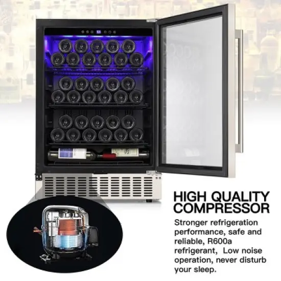 Kismile Mini Fridge 23.5 inches W 46 Bottle and 156 Cans Single Zone Freestanding/Built-In Beverage Refrigerator image {8}