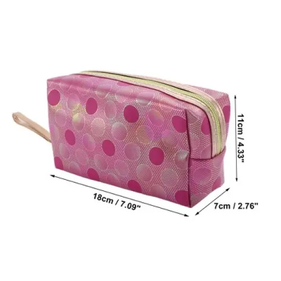 Unique Bargains Women's Portable Solid Color Dots Makeup Bag 1 Pc image {1}