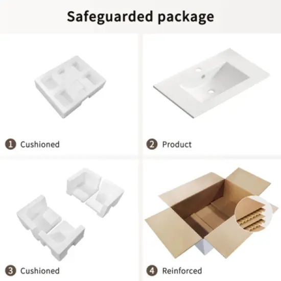 ORRD 24 inch Bathroom Vessel Sink, Ceramic Bathroom Vanity Sink Top without Overflow, Convenient for Storing Personal Items - Glossy White image {5}