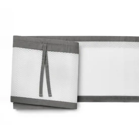 BreathableBaby Breathable Mesh Crib Liner - Deluxe Linen Collection - Charcoal Linen image {1}