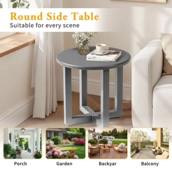 Karl Home Patio Gray Round Metal Side Table image {9}